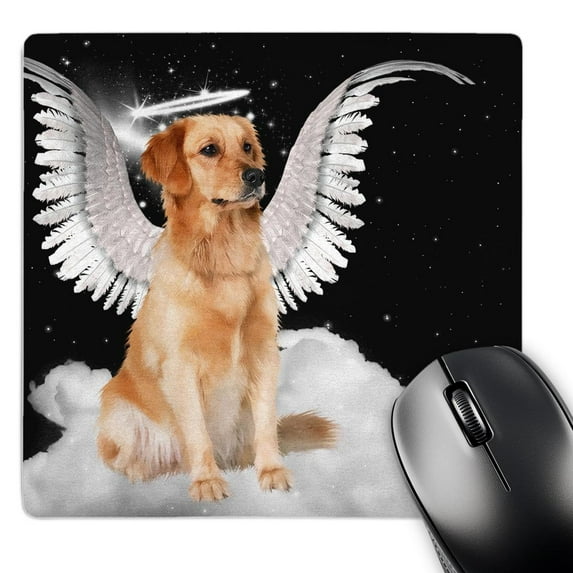 3dRose, Golden Retriever Angel Dog Sitting on a Cloud with a cute Halo and Angel Wings, MousePad