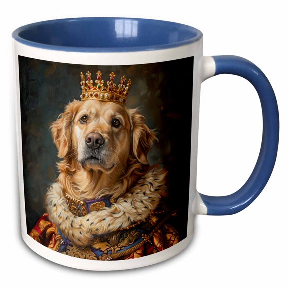 3drose, Golden Retriever Royal Portrait Canine Majesty, 11oz Two-tone Blue Mug