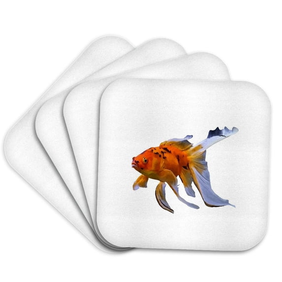 3drose, Goldfish Realistic Vector Cut Out Isolated 3, Set of 4 Coasters - Soft