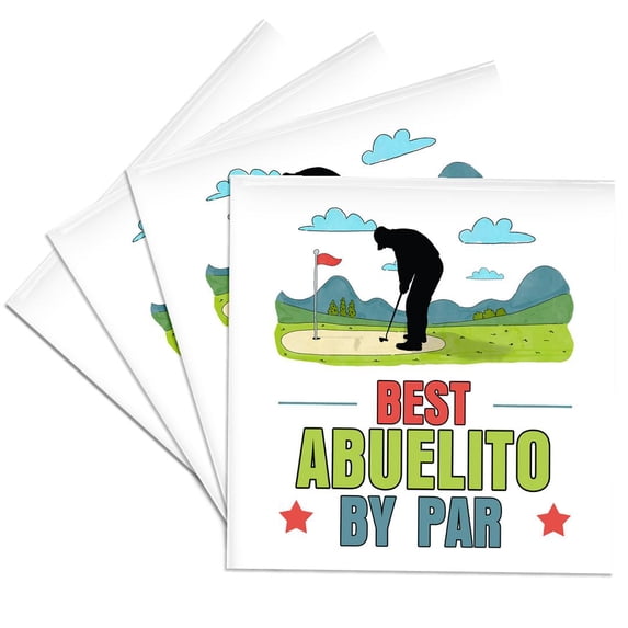3drose, Golf Loving Abuelito Spanish Grandpa in Bold Text and Sports Theme, Set of 4 Ceramic Tile Coasters