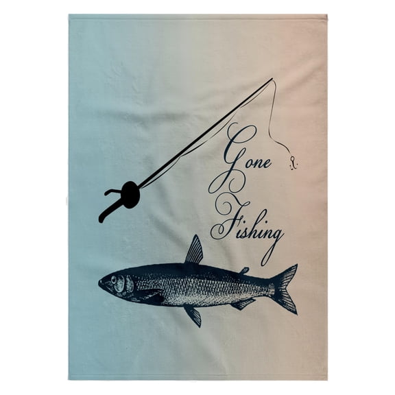 3dRose, Gone Fishing Fish with Pole- Beach Theme Art, 22x30 Bath Hand Pool Towel