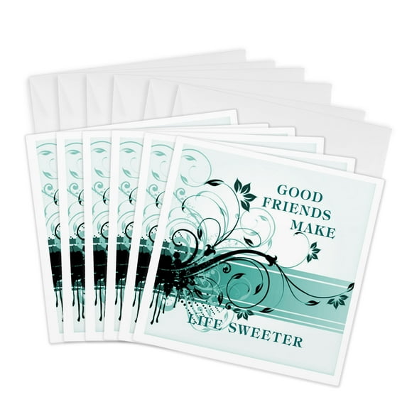 3drose, Good Friends Make Life Sweeter, 6 Greeting Cards with Envelopes