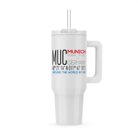 Good Text Muc Munich, Germany, Coordinates. Around The World By Air, 40oz Tumbler