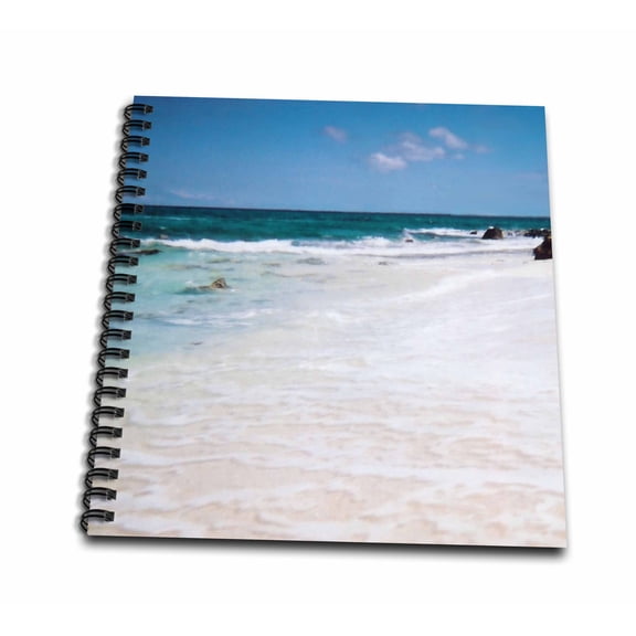 3dRose, Gorgeous Empty Beach On Rocky Coast, Drawing Book 8 x 8 inch