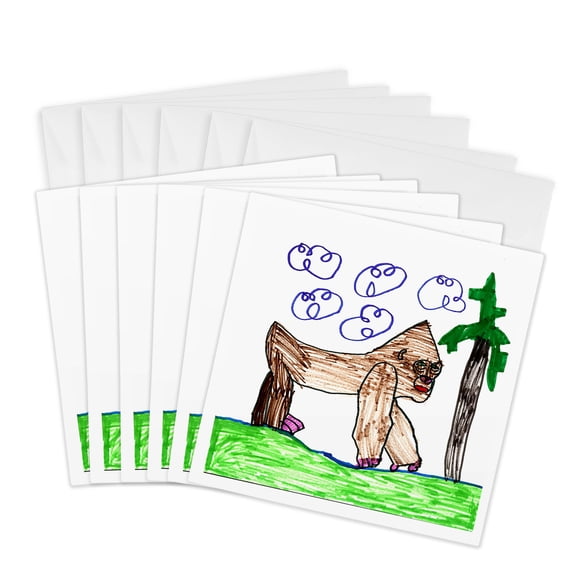 3drose, Gorilla, 6 Greeting Cards with Envelopes