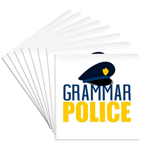 3dRose, Grammar Police With A Police Hat Graphic, Set of 8 Ceramic Tile Coasters