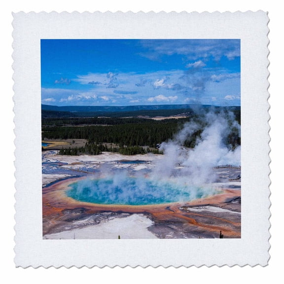 3dRose, Grand Prismatic Geyser, Midway Geyser Basin, Yellowstone NP, Wyoming, 6x6 inch quilt square