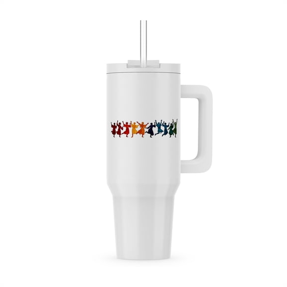 3dRose, Granny Square Crochet Pattern Peach Yellow Border Seventies Pattern , 30oz Tumbler