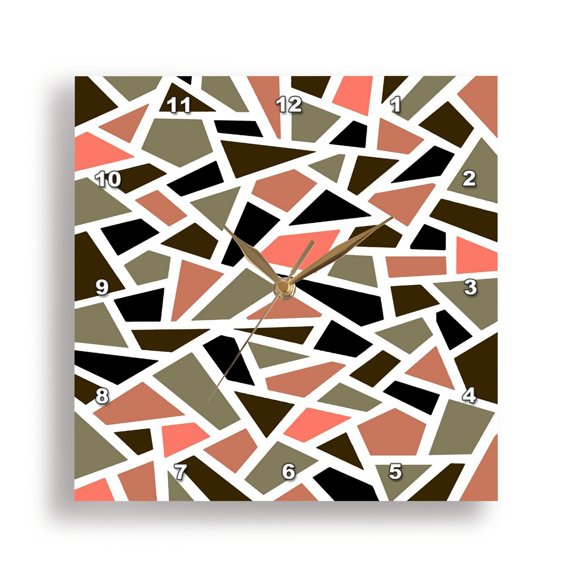 3dRose, Granny Square Crochet Pattern Seventies Retro Pattern Green, 15x15 Wall Clock