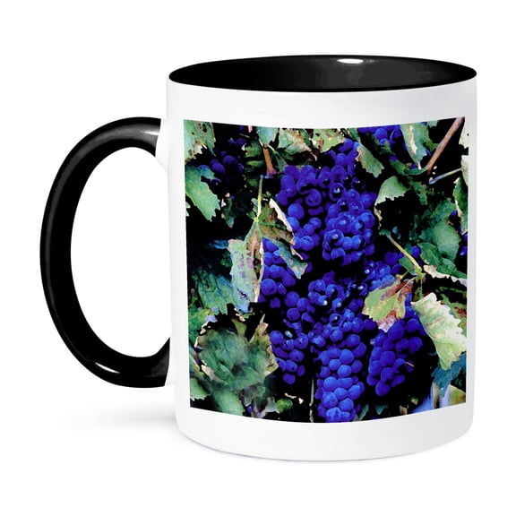 3dRose, Grapes, 15oz Two-Tone Black Mug