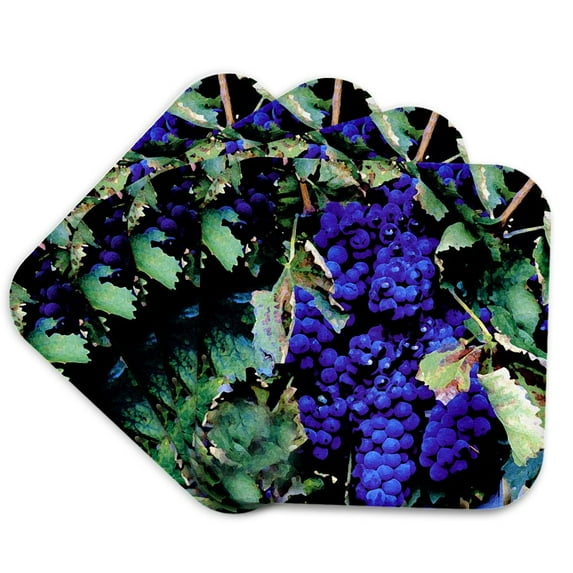 3drose, Grapes, Set of 4 Coasters - Soft