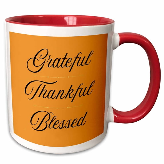 3drose, Grateful, Thankful, Blessed - Thanksgiving Day, 11oz Two-tone Red Mug