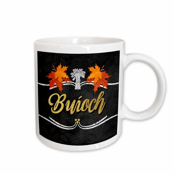 3drose, Gratitude Text in Irish Gaelic with Harvest Theme and Chalk, 11oz Mug