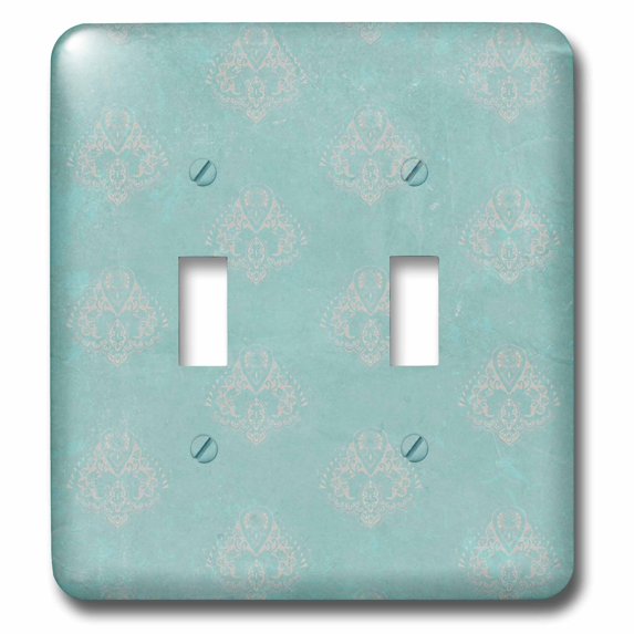 3dRose, Gray Damask On A Blue Background, double toggle switch