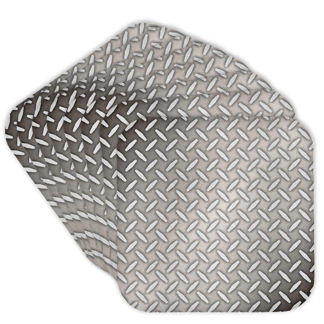 3drose, Gray Steel Diamond Plate Industrial Pattern, Set of 8 Coasters ...