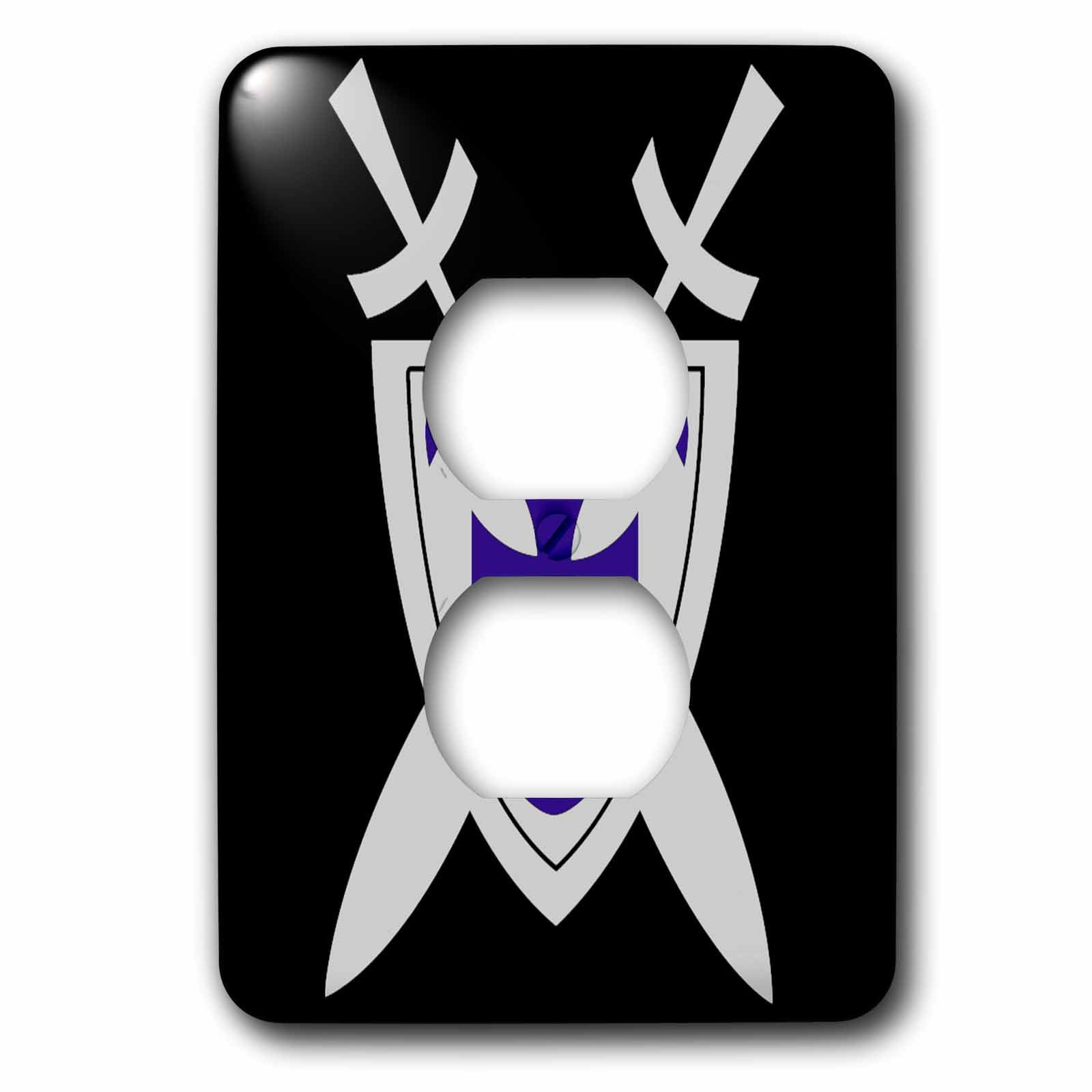 3dRose, Gray and Blue Medieval Armour On A Black Background, 2 plug outlet cover