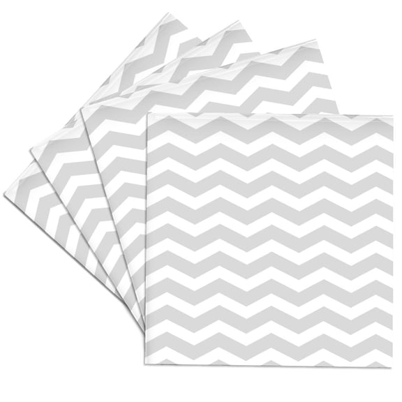 3dRose, Gray and White Chevron Zig Zag Pattern - Modern Contemporary grey zigzag stripes - silver zig zags, Set of 4 Ceramic Tile Coasters