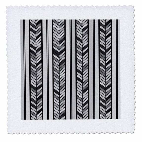 3dRose, Gray herringbone stripes - grey tribal chevron arrow feather pattern, 10x10 inch quilt square