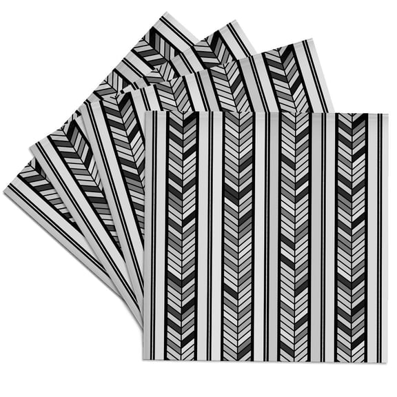 3dRose, Gray herringbone stripes - grey tribal chevron arrow feather pattern, Set of 4 Ceramic Tile Coasters