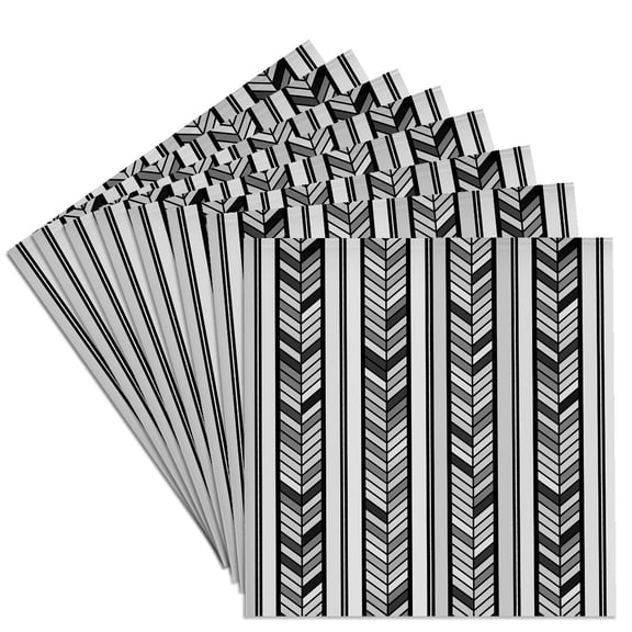 3dRose, Gray herringbone stripes - grey tribal chevron arrow feather pattern, Set of 8 Ceramic Tile Coasters