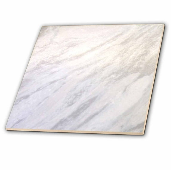 3dRose, Gray marble print texture photo print - smooth white and light grey marbled stone look graphic, 6 Inch Ceramic Tile