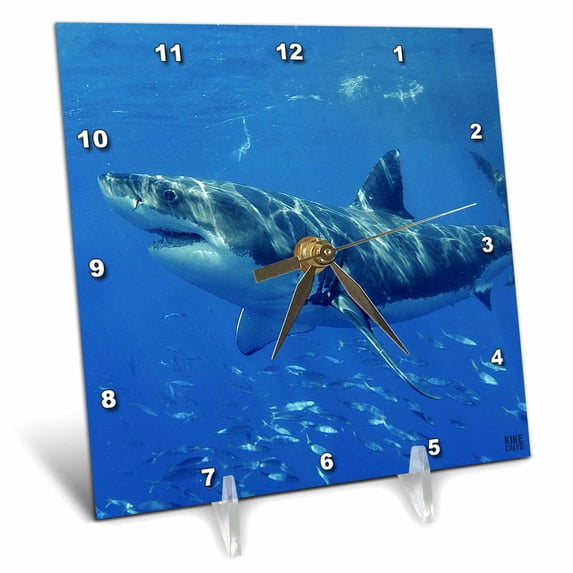 3dRose, Great White Shark, 6x6 Desk Clock