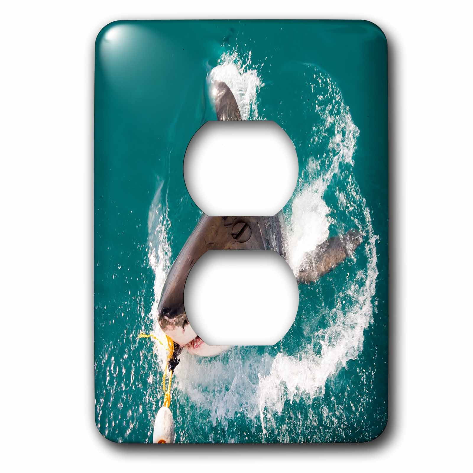 3dRose, Great White Shark Takes The Bait, 2 plug outlet cover
