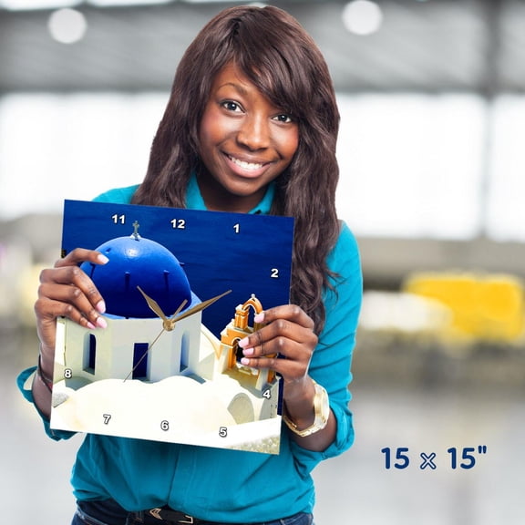 3dRose, Greece. Santorini. Ocean., 15x15 Wall Clock