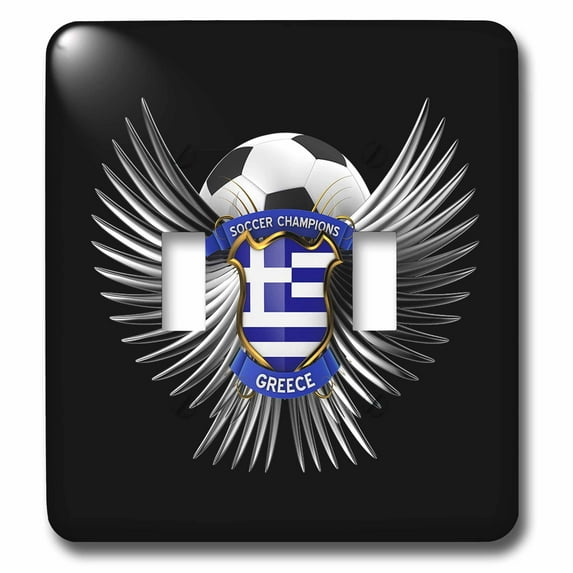 3dRose, Greece soccer ball with crest team football Greek, double toggle switch