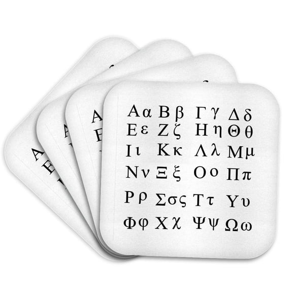 3dRose, Greek Alphabet, set of 4 Coasters - Soft