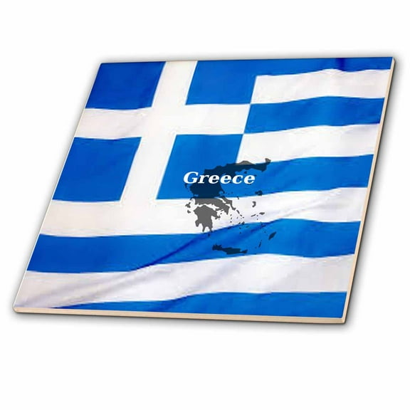 3dRose, Greek Flag Design, 12 Inch Ceramic Tile