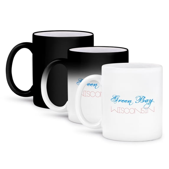 3dRose, Green Bay, Wisconsin patriotic, decorative, blue, red text, 11oz Magic Transforming Mug