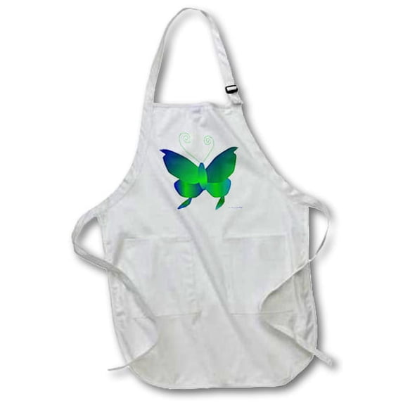 3dRose, Green Butterfly, Medium Length Apron with Pouch Pockets 22w x 24l