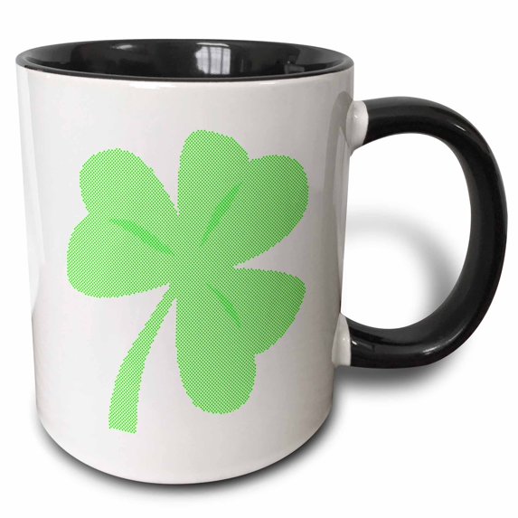 3drose, Green Dotted Clover- St. Patricks Day Art, 15oz Two-tone Black Mug