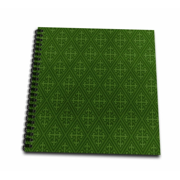 3dRose, Green Irish Celtic Diamond and Cross Pattern, Memory Book 12 x 12 inch