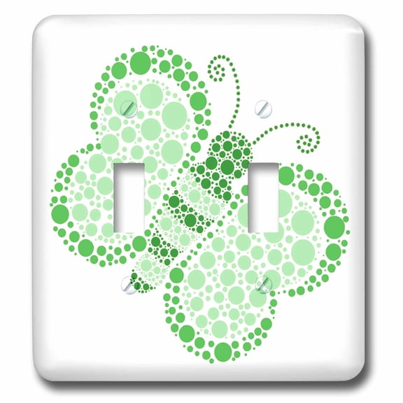 3dRose, Green Pointillism Butterfly, double toggle switch