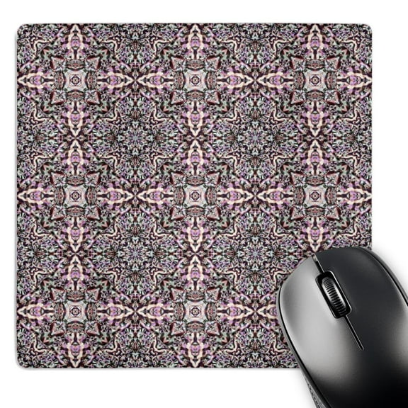 3dRose, Green and Light Purple Expanding Crosses Lacy Fractal, MousePad