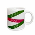 thumbnail image 1 of 3drose, Green and Red Peace, Love and Joy- Inspirational Words- Christmas, 15oz Mug, 1 of 6