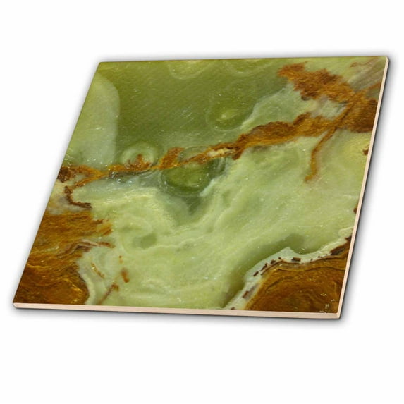 3dRose, Green and Rusty Brown, 4 Inch Ceramic Tile