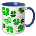 thumbnail image 1 of 3drose, Green and White Butterfly and Shamrock Design, 11oz Two-tone Blue Mug, 1 of 6