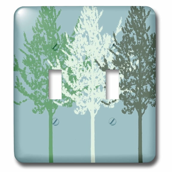 3dRose, Green and White Trees, double toggle switch