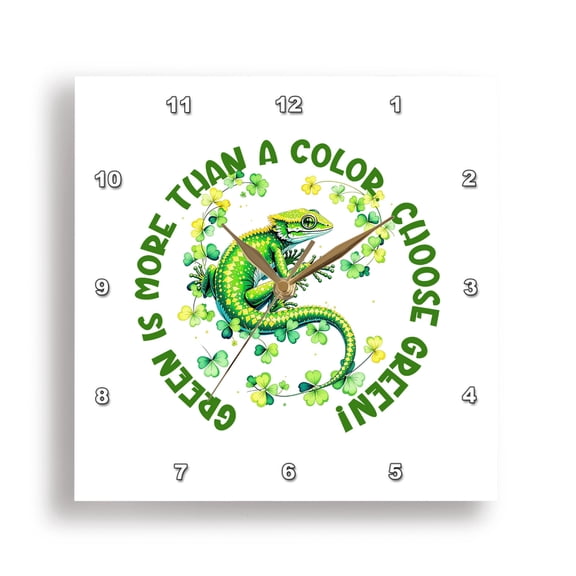 3dRose, Green is more than a color. Choose green and a lizard artsy gift, 15x15 Wall Clock