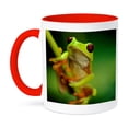 thumbnail image 1 of 3dRose, Green tree frog on a twig, 11oz Two-Tone Red Mug, 1 of 7
