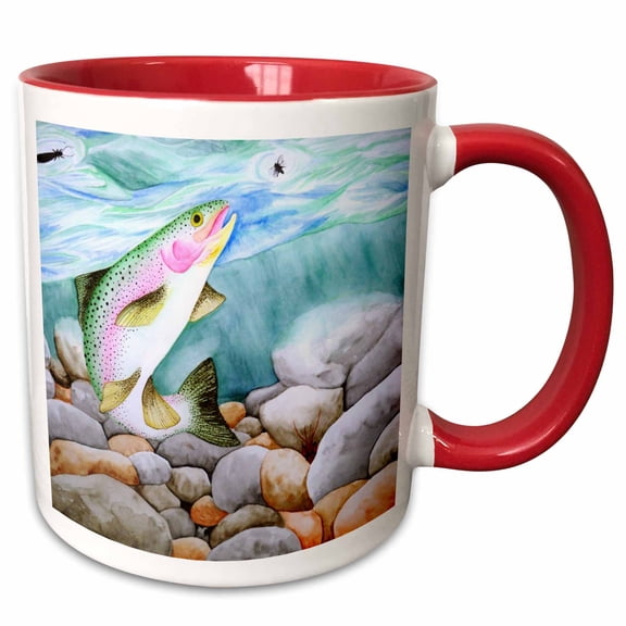 3drose, Greenback Cutthroat Trout, 11oz Two-tone Red Mug