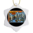 thumbnail image 1 of 3drose, Greetings from New York City Scenic Postcard Reproduction, 3 inch Snowflake Porcelain Ornament, 1 of 7