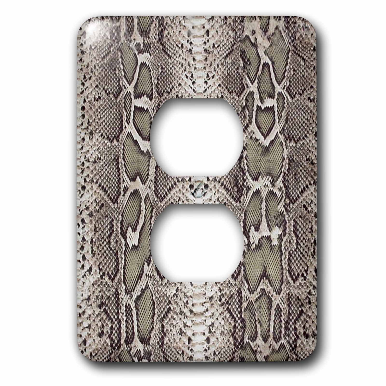 3dRose, Grey Snakeskin Animal Print, 2 plug outlet cover