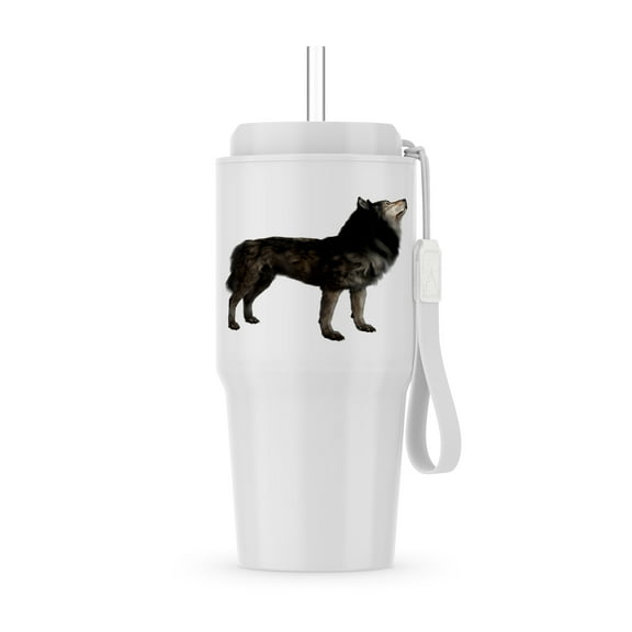 Grey Timber Wolf Standing In Left Profile, 20oz Tumbler