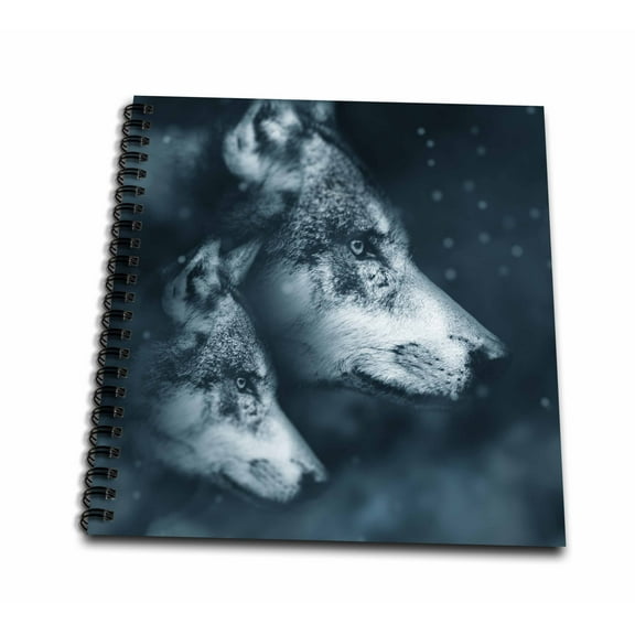 3dRose, Grey Wolves Husky Family Puppy Animal Nature Design Photograph, Mini Notepad 4 x 4 inch