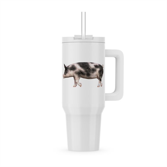 Grey And White Pig Walking To The Right, 30oz Tumbler
