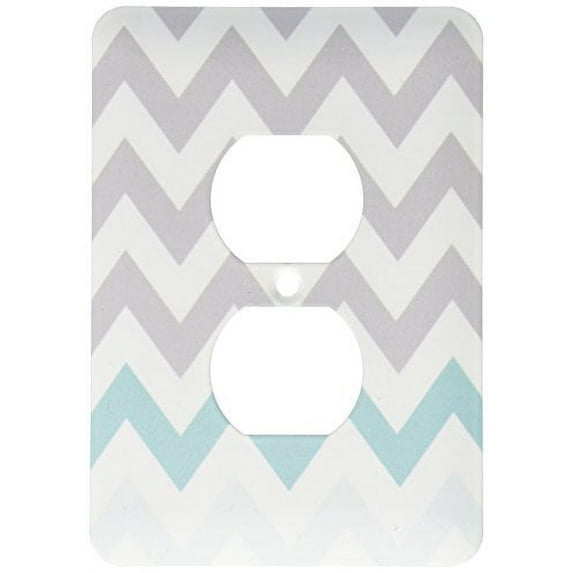 3dRose Grey chevron with mint turquoise zig zag accent gray zigzag pattern, 2 Plug Outlet Cover